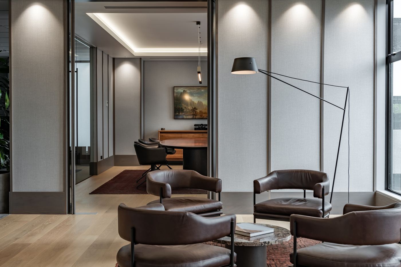 Mainland Capital office – Christchurch workplace with leather, timber and brass interiors by AW Architects